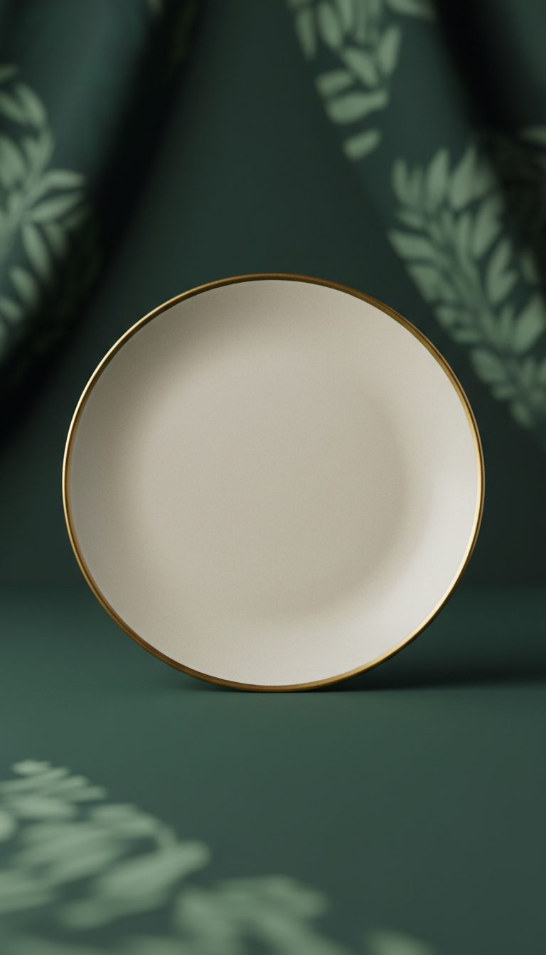 Gold-Rimmed Ceramic Dinner Plate